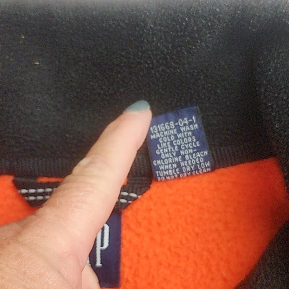 Gap 1/4 Zip Fleece Pullover Orange Black Collar Men's Size Medium